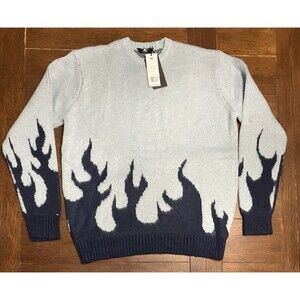 Men’s Jordan Craig Size M Azure Blue Inferno Crewneck Sweater Flames NWT